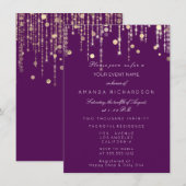 Invitation Gold Confetti Drivers Birthday Bridal Pink Marsala (Devant / Derrière)