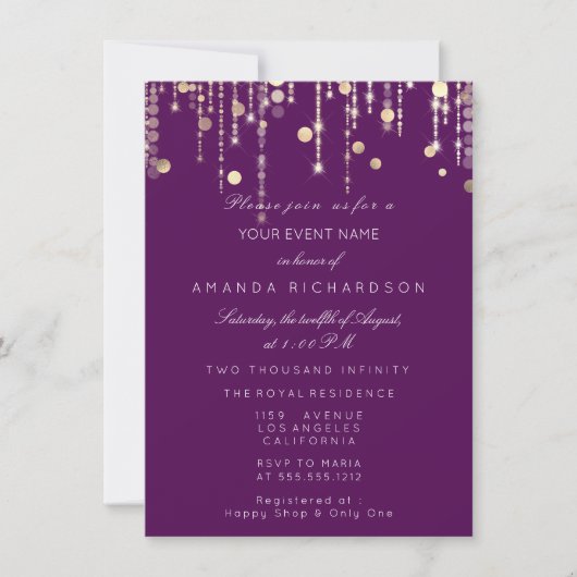Invitation Gold Confetti Drivers Birthday Bridal Pink Marsala (Devant)