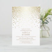 Invitation Gold Confetti Élégante Vintage White Anniversaire (Debout devant)