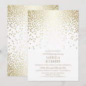 Invitation Gold Confetti Élégante Vintage White Anniversaire (Devant / Derrière)