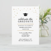 Invitation Gold Confetti et Casquette Modern Graduation Invit (Debout devant)