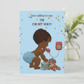 Invitation Gold Confetti Ethnic Boy sur le Baby shower téléph (Debout devant)