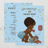 Invitation Gold Confetti Ethnic Boy sur le Baby shower téléph (Devant / Derrière)