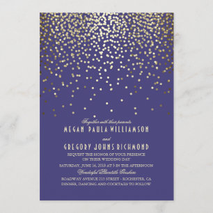 Invitation Gold Confetti - Étoiles Mariage de marine