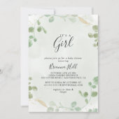 Invitation Gold Confetti Eucalyptus C'est un Baby shower fémi (Devant)