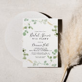 Invitation Gold Confetti Eucalyptus Fête des mariées Tea Part