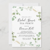 Invitation Gold Confetti Eucalyptus Fête des mariées Tea Part (Devant)