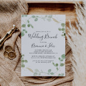 Invitation Gold Confetti Eucalyptus Foliage Mariage Brunch