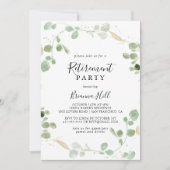 Invitation Gold Confetti Eucalyptus Foliage Parti de retraite (Devant)
