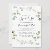 Invitation Gold Confetti Eucalyptus Foliage Sip et voir (Devant)