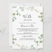 Invitation Gold Confetti Eucalyptus Nous Refaisons Vow Renouv (Devant)
