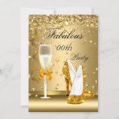 Invitation Gold Confetti Fabuleux Champagne Heels Anniversair (Devant)