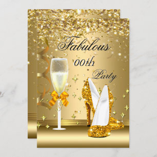 Invitation Gold Confetti Fabuleux Champagne Heels Anniversair