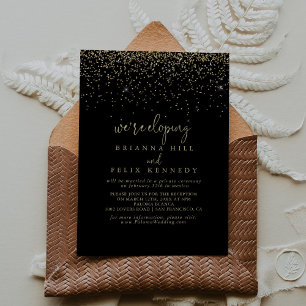 Invitation Gold Confetti Fancy Script Elopeption