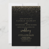 Invitation Gold Confetti Fancy Script Mariage avant et arrièr (Devant)