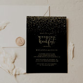Invitation Gold Confetti Fancy Script Mariage petit déjeuner