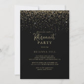 Invitation Gold Confetti Fancy Script Retraite Party (Devant)