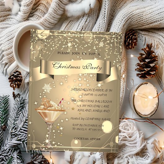 Invitation Gold Confetti, Gingerbread Boire Company Noël