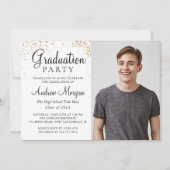 Invitation Gold confetti Graduate Caps Photo (Devant)