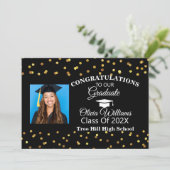 Invitation Gold Confetti Graduate Photo Party (Debout devant)