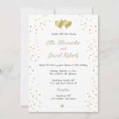 Invitation Gold Confetti Hearts, Wedding (Devant)