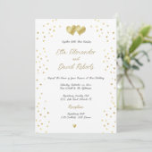 Invitation Gold Confetti Hearts, Wedding (Debout devant)