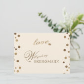 Invitation Gold Confetti Love Champagne Mariage Bridesmaid (Debout devant)