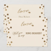 Invitation Gold Confetti Love Champagne Mariage Ring Bearer (Devant / Derrière)