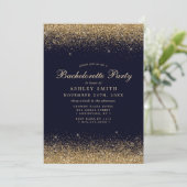 Invitation Gold Confetti Marine Bachelorette moderne (Debout devant)