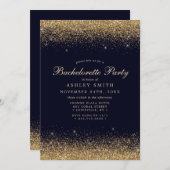 Invitation Gold Confetti Marine Bachelorette moderne (Devant / Derrière)