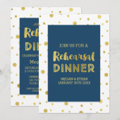 Invitation Gold Confetti Marine Bleu Rehearsparty (Devant / Derrière)