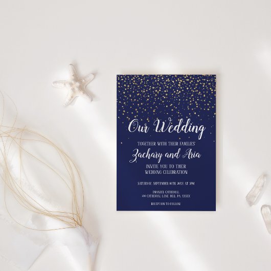 Invitation Gold Confetti|Marine Notre Mariage