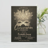 Invitation Gold Confetti Masque Gold Quinceañera (Debout devant)
