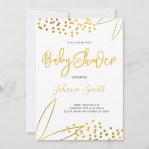 Invitation Gold Confetti minimaliste Baby shower élégant
