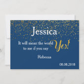 Invitation Gold Confetti Navy Serez-vous Mon Jr Bridesmaid (Dos)