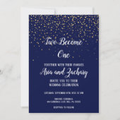 Invitation Gold Confetti|Navy Two Devenez un Mariage (Devant)
