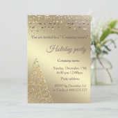 Invitation Gold confetti Noël société arbre de Noël fête (Debout devant)