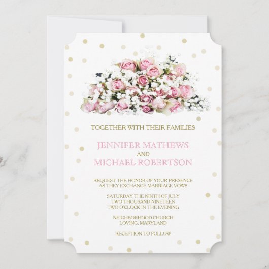 Invitation Gold Confetti Roses roses roses Bébés Respirer (Devant)