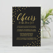 Invitation Gold Confetti salue la Soirée du Nouvel An (Debout devant)