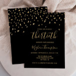 Invitation Gold Confetti sur Black 30th Birthday Party<br><div class="desc">Ce design moderne présente des confettis triangulaires en faux or sur un arrière - plan noir. Le mot "trentième" apparaît dans l'élégante police d'écriture dorée. Personnalisez l'invitation avec le nom de l'honoré en écriture manuscrite or,  ainsi que la date,  le lieu et d'autres détails en or sans serif type.</div>