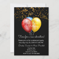 Gold Confetti sur Black & Balloons Retraite Party