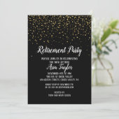 Invitation Gold Confetti sur Black Retirement Party (Debout devant)