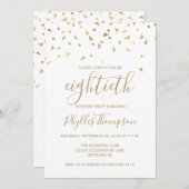 Invitation Gold Confetti Triangles 80e fête d'anniversaire (Devant / Derrière)
