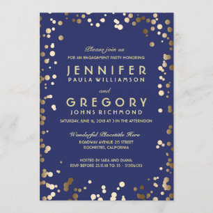 Invitation Gold Confetti Vintage Engagement Party