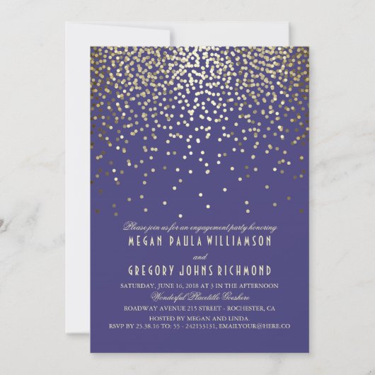 Invitation Gold Confetti Vintage Navy (Devant)