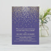 Invitation Gold Confetti Vintage Navy (Debout devant)