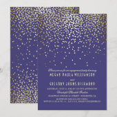 Invitation Gold Confetti Vintage Navy (Devant / Derrière)