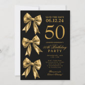 Invitation Gold Coquette Bow Save The Date 50th Birthday  (Devant)