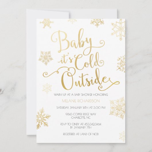 Invitation Gold & Coral Baby c'est Cold Outside Shower Invita (Devant)