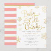 Invitation Gold & Coral Baby c'est Cold Outside Shower Invita (Devant / Derrière)